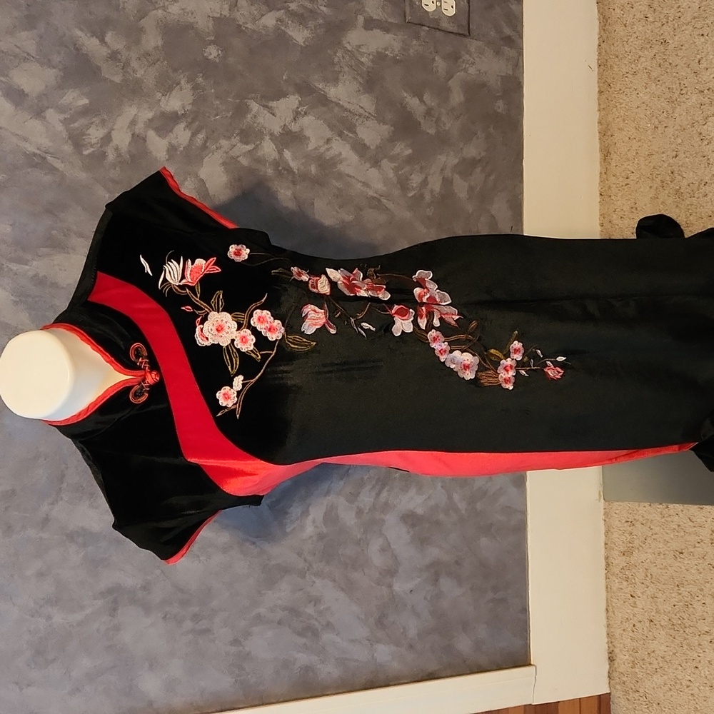 Sicily Asian Design Velvet Feel Maxi Dress Sz 8
